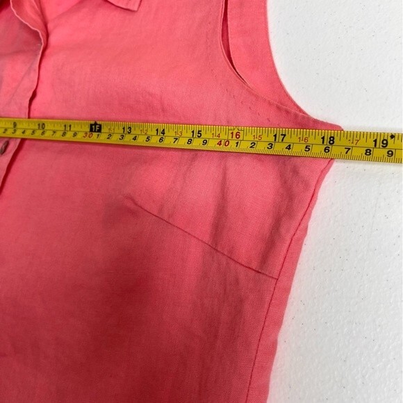 Richard Malcolm Irish Linen Sleeveless Button Front Pink Salmon Top Women Small - Picture 8 of 11